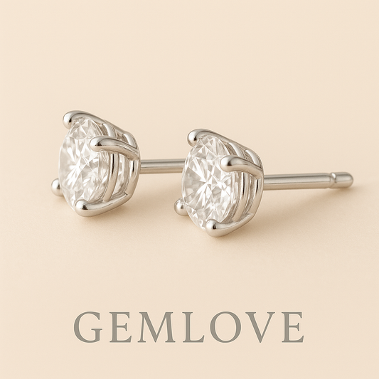 1.5 Carat Lab-Grown Diamond Stud Earrings in 14K White Gold – 4 Prong Basket Setting