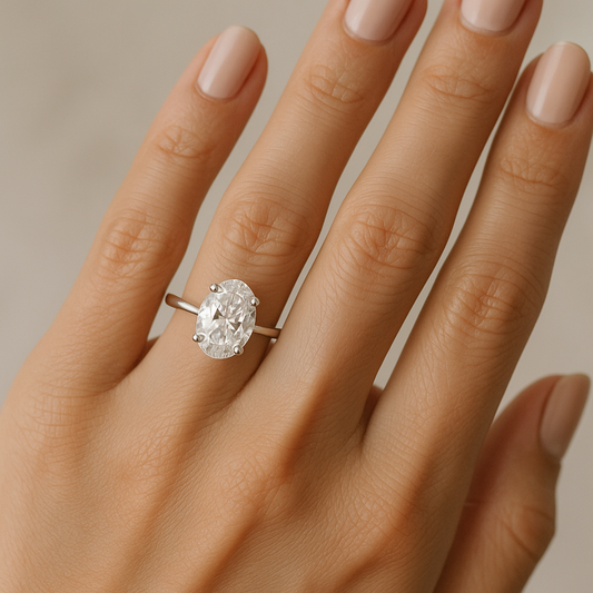 2 Carat Oval Lab-Grown Diamond Solitaire Engagement Ring in 14K Gold