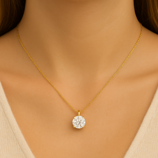 Lab Grown Diamond Solitaire Necklace in 14k Gold