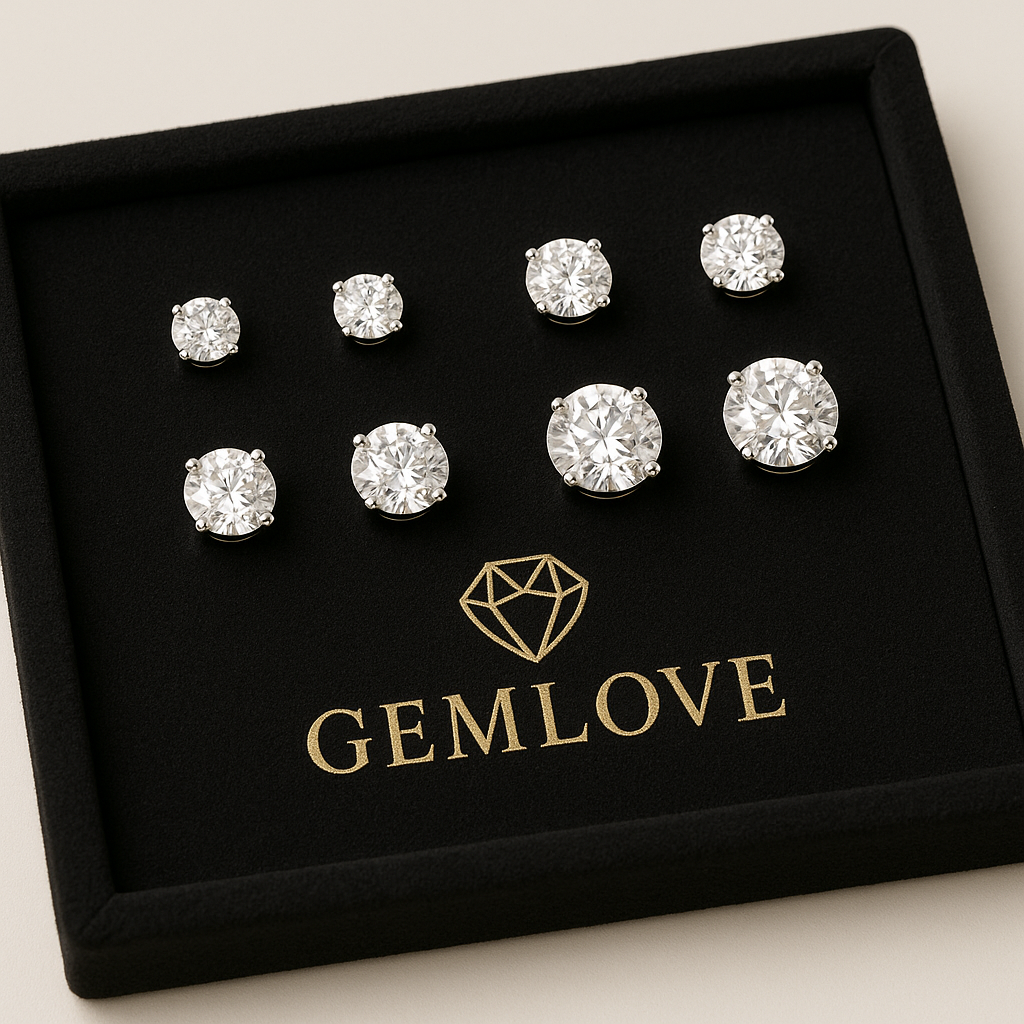 1.5 Carat Lab-Grown Diamond Stud Earrings in 14K White Gold – 4 Prong Basket Setting
